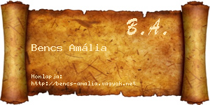 Bencs Amália névjegykártya